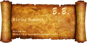 Birly Babett névjegykártya