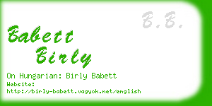 babett birly business card